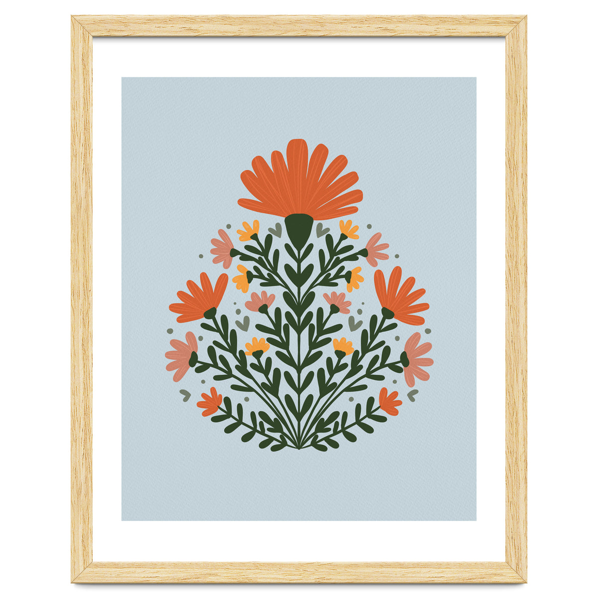 Symmetrical floral bouquet - orange and green