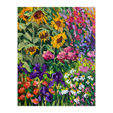 Vibrant Summer Sunflower and Iris Meadow Oil Painting (Print Only) thumbnail