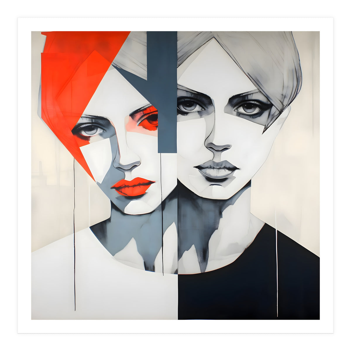 CHIC, Fashion in it's simplist form, two chic women head and shoulders portrait. (Print Only)