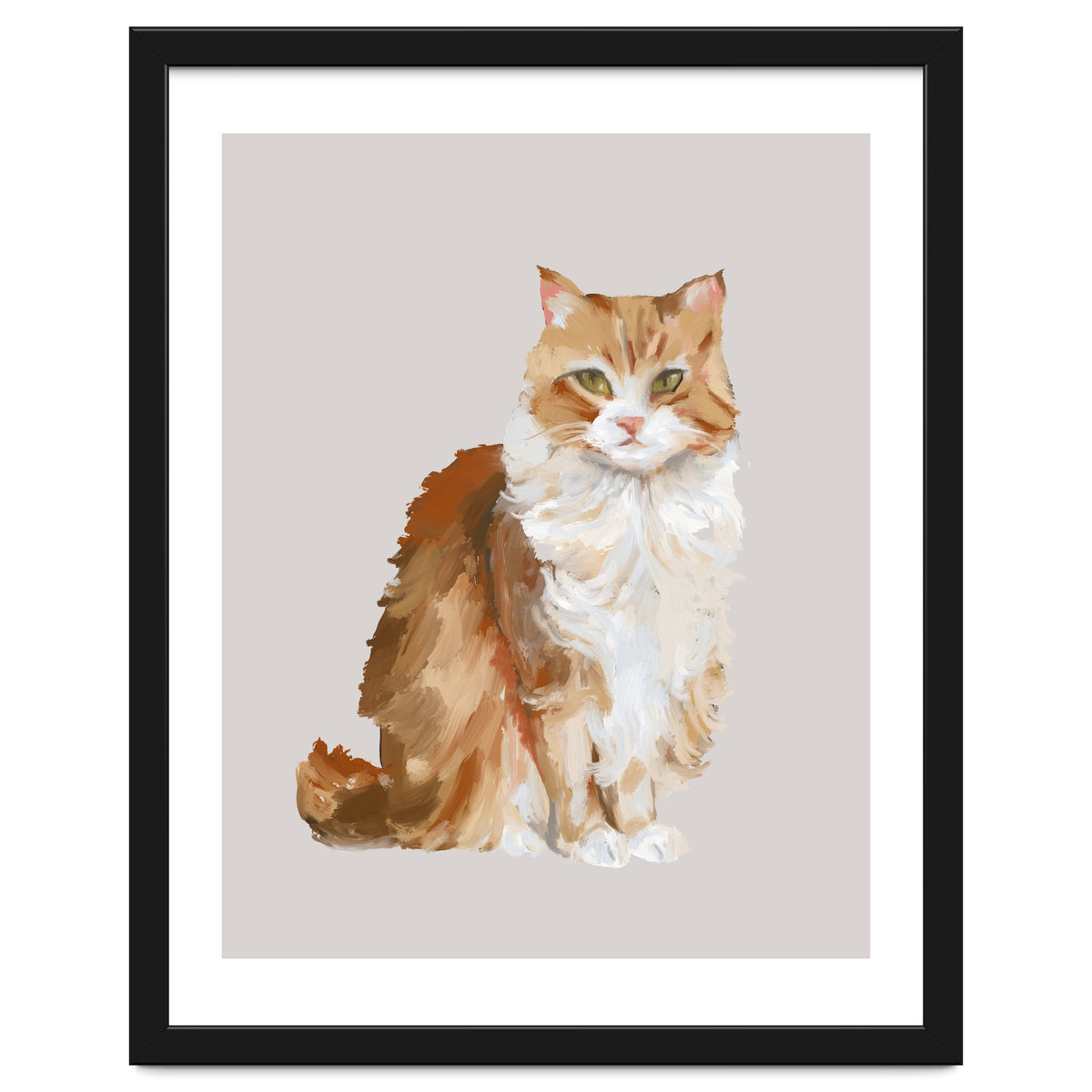 Handpainted messy oil painting of furry baby cat