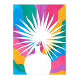 Fan Palm, Tropical Nature Botanical Colorful Watercolor, Abstract Jungle Rainbow Boho, Eclectic Plants Contemporary Modern (Print Only) thumbnail
