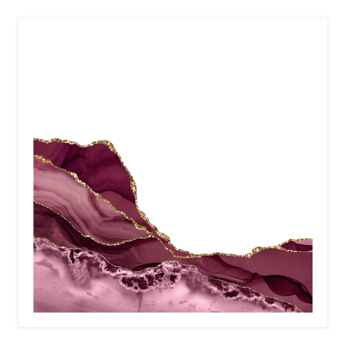 Burgundy & Gold Agate Texture 23  (Print Only)