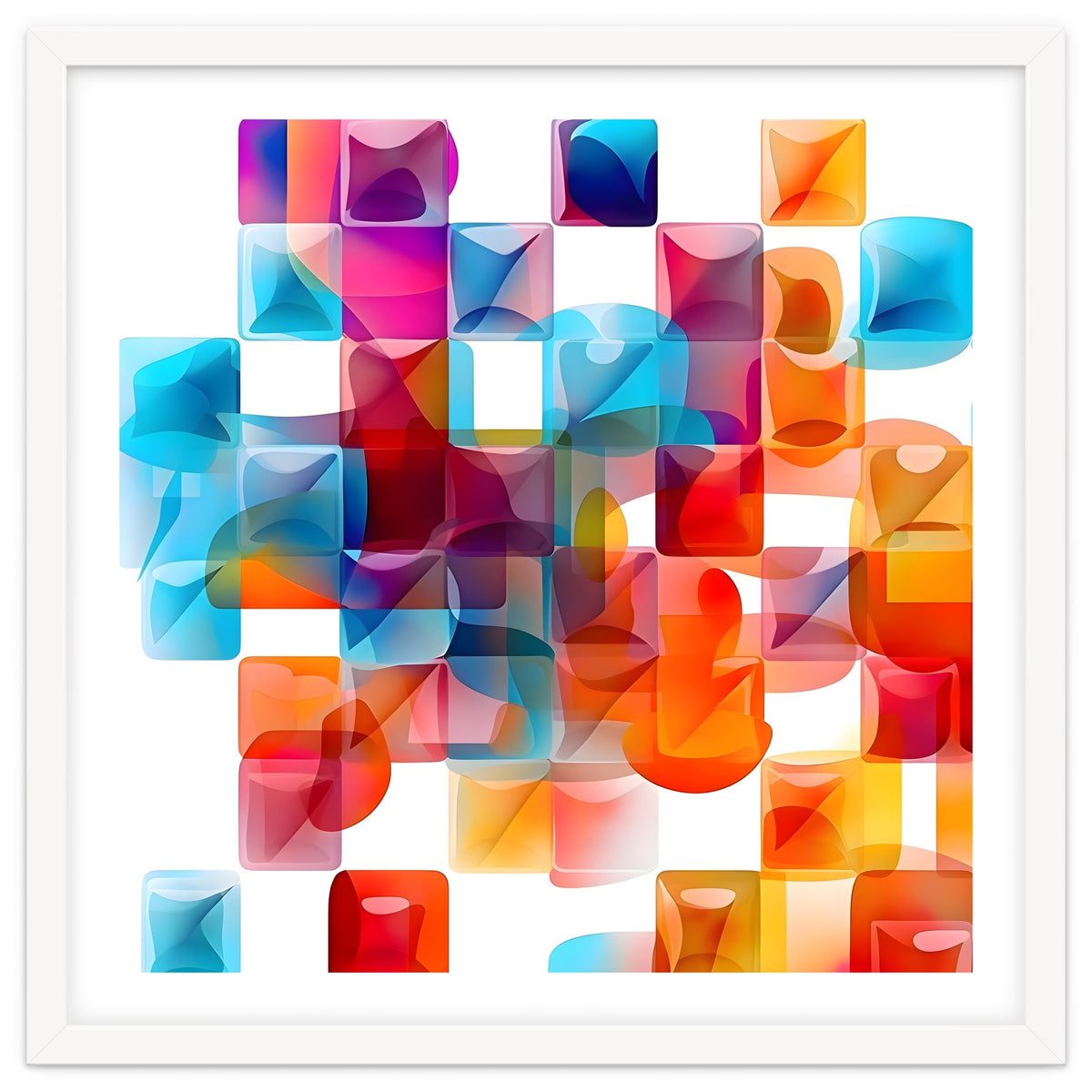 JELL, Multi-colored squares against a white backdrop.