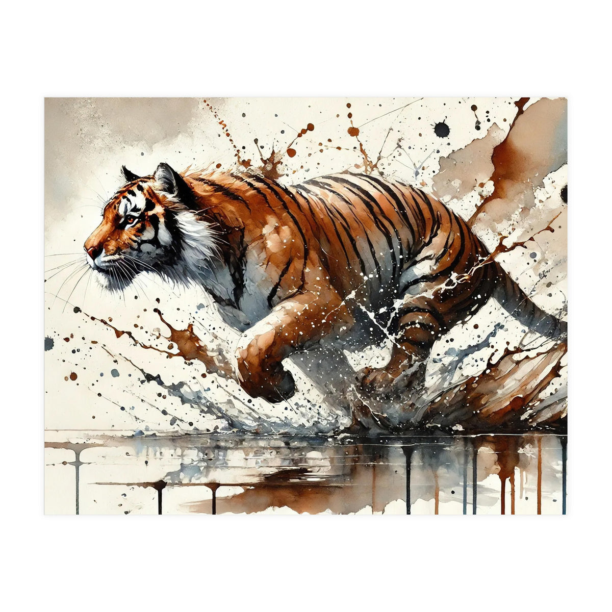 Dynamic Tiger In Motion (Print Only)