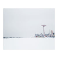 Amusement park in the winter seascape (Print Only)