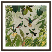 Vintage Exotic Hummingbirds Jungle