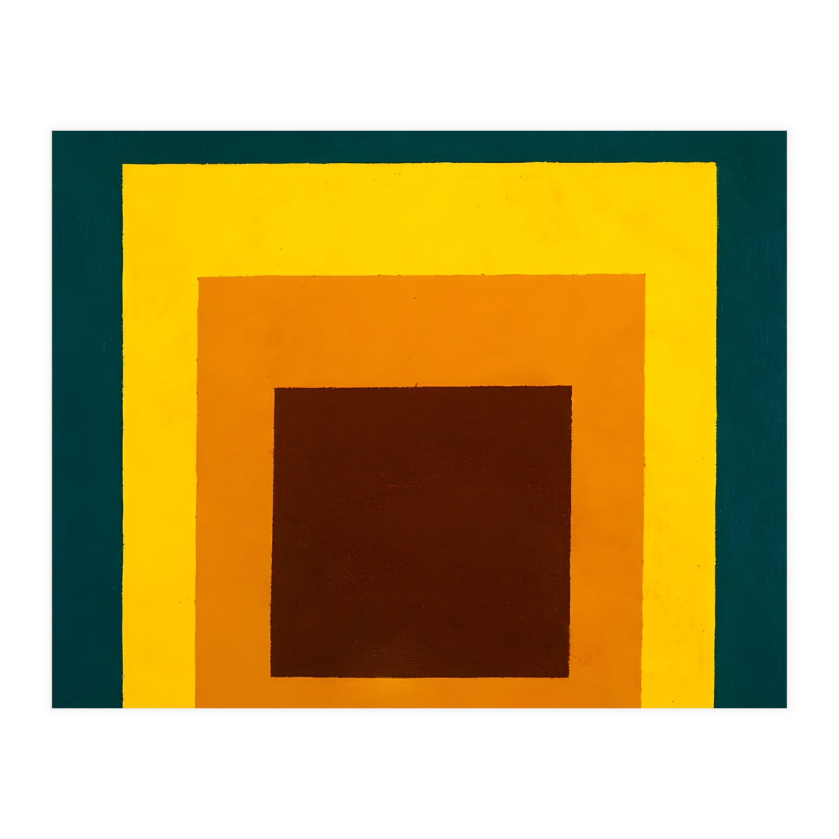 JOSEF ALBERS - HOMAGE TO THE SQUARE DARK GREEN YELLOW ORANGE BROWN  (Print Only)