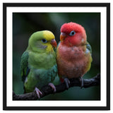 Two Lovebirds Sitting Together On A Branch thumbnail