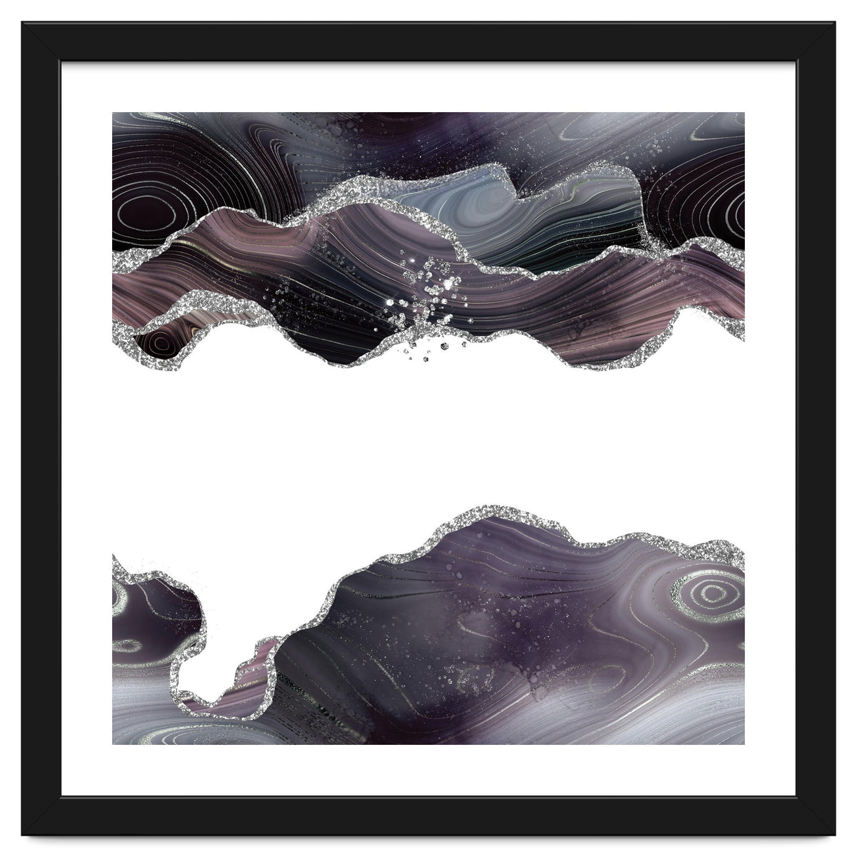 Black & Silver Glitter Agate Texture 07