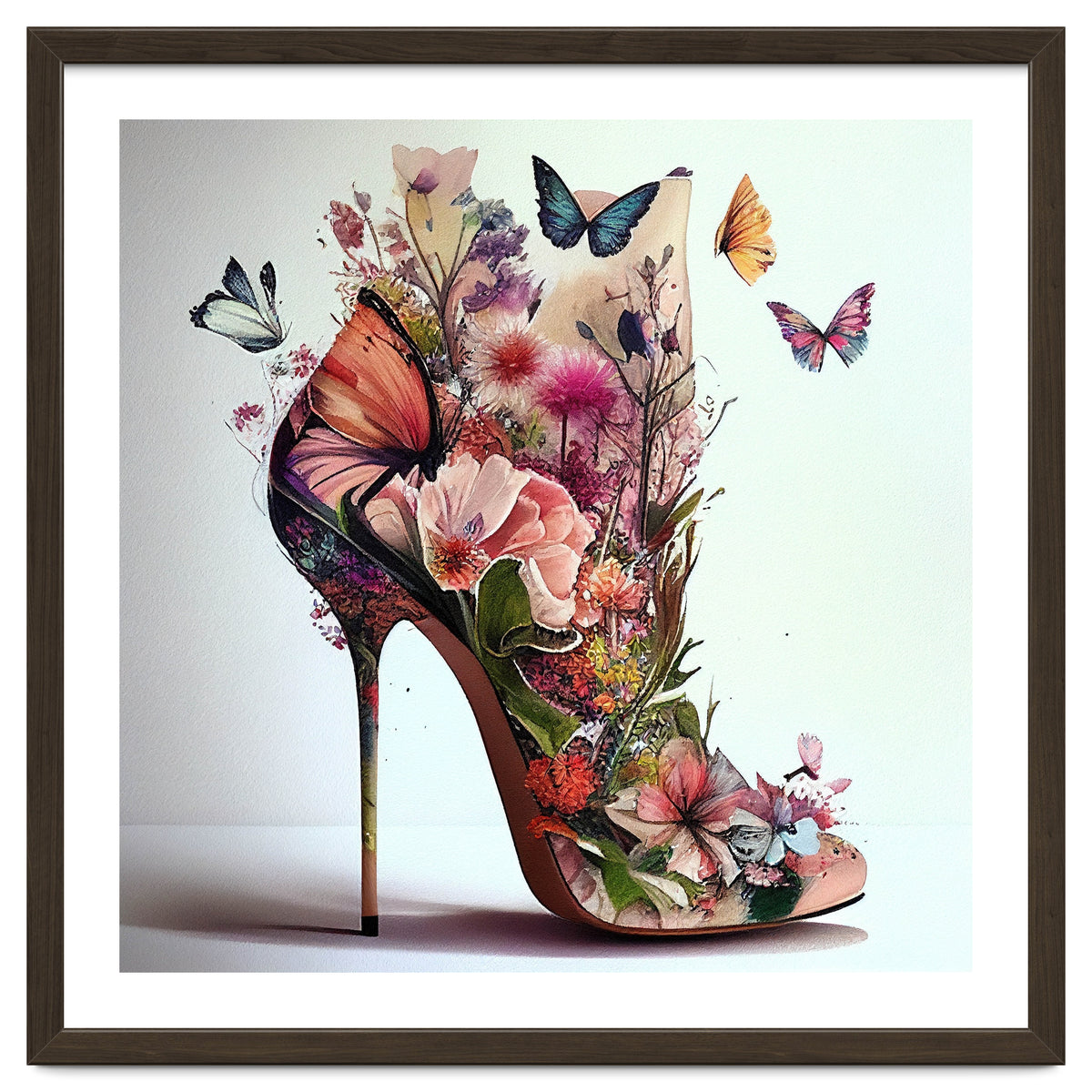 Floral Stiletto With Butterflies
