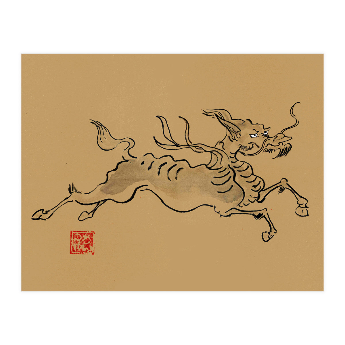 Kirin On Brown Paper (Print Only)
