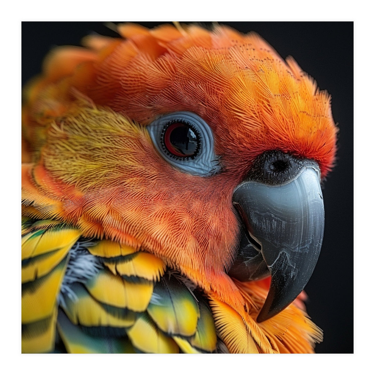 Close Up Of A Sun Conure Parrot's Head (Print Only)