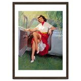 Sexy Pinup Woman Posing In Convertible Car thumbnail
