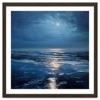 Midnight Blue Moonlit Seascape