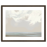 Abstract muted sea and clouds oil painting
