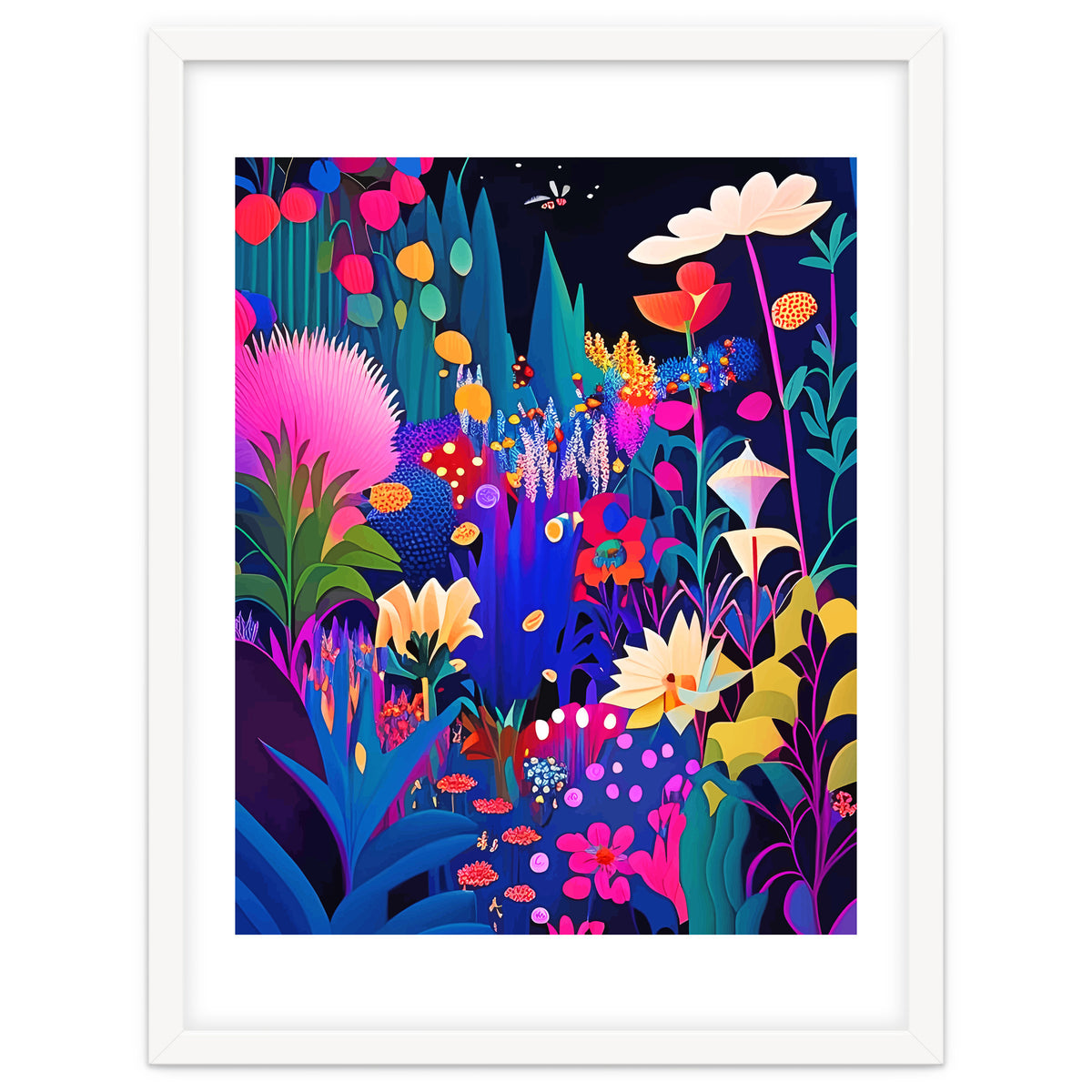 Surreal Emotions, Abstract Colorful Bold Botanical Nature Garden, Eclectic Boho Bohemian Modern Contemporary Graphic Design Painting