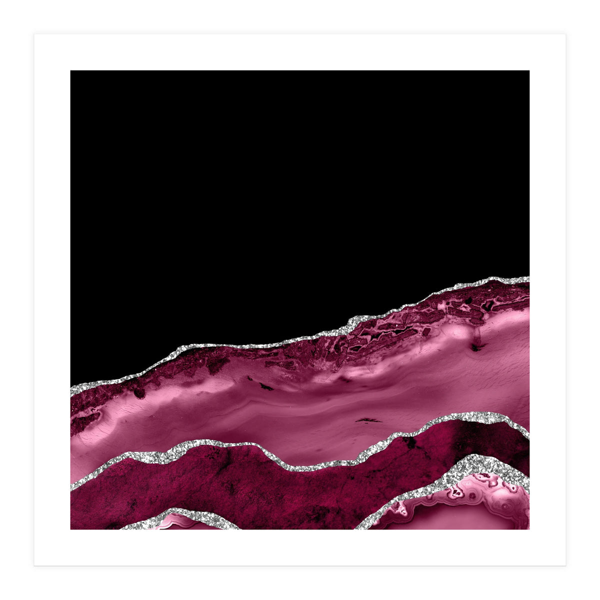 Burgundy & Silver Agate Texture 03 (Print Only)
