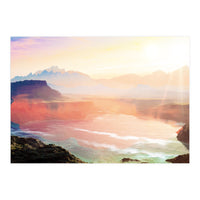 Sunrise Grandeur, Scenic Nature Landscape, Ocean Beach Travel Photography, Sea Waves Mindfulness (Print Only)