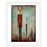 CITY HEIGHTS, three human-like forms of differing heights loom over the city below. thumbnail
