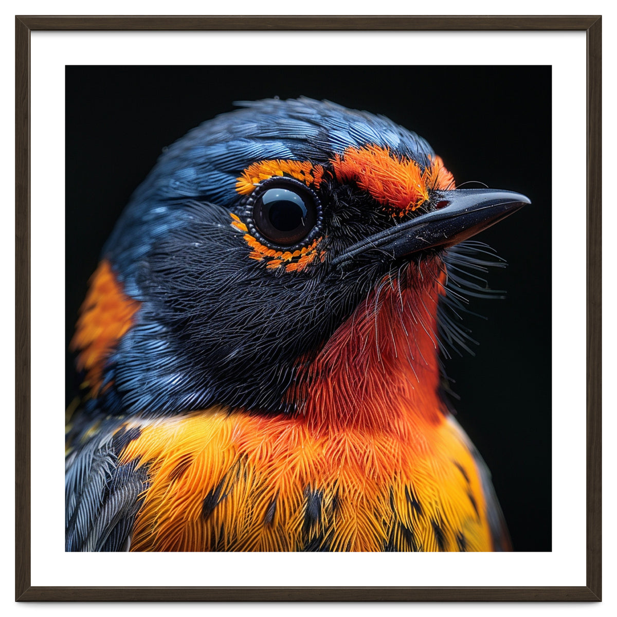 Vibrant Bird With Orange And Blue Plumage