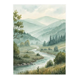 Serene River Valley in Soft Watercolor (Print Only) thumbnail