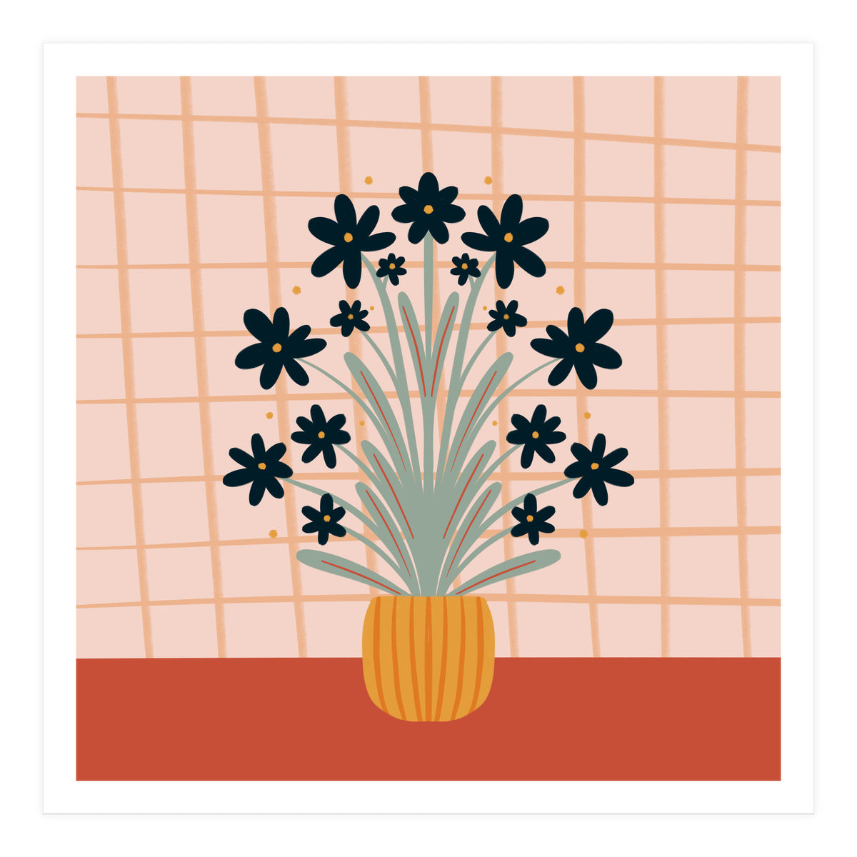 Floral Vase Orange (Print Only)