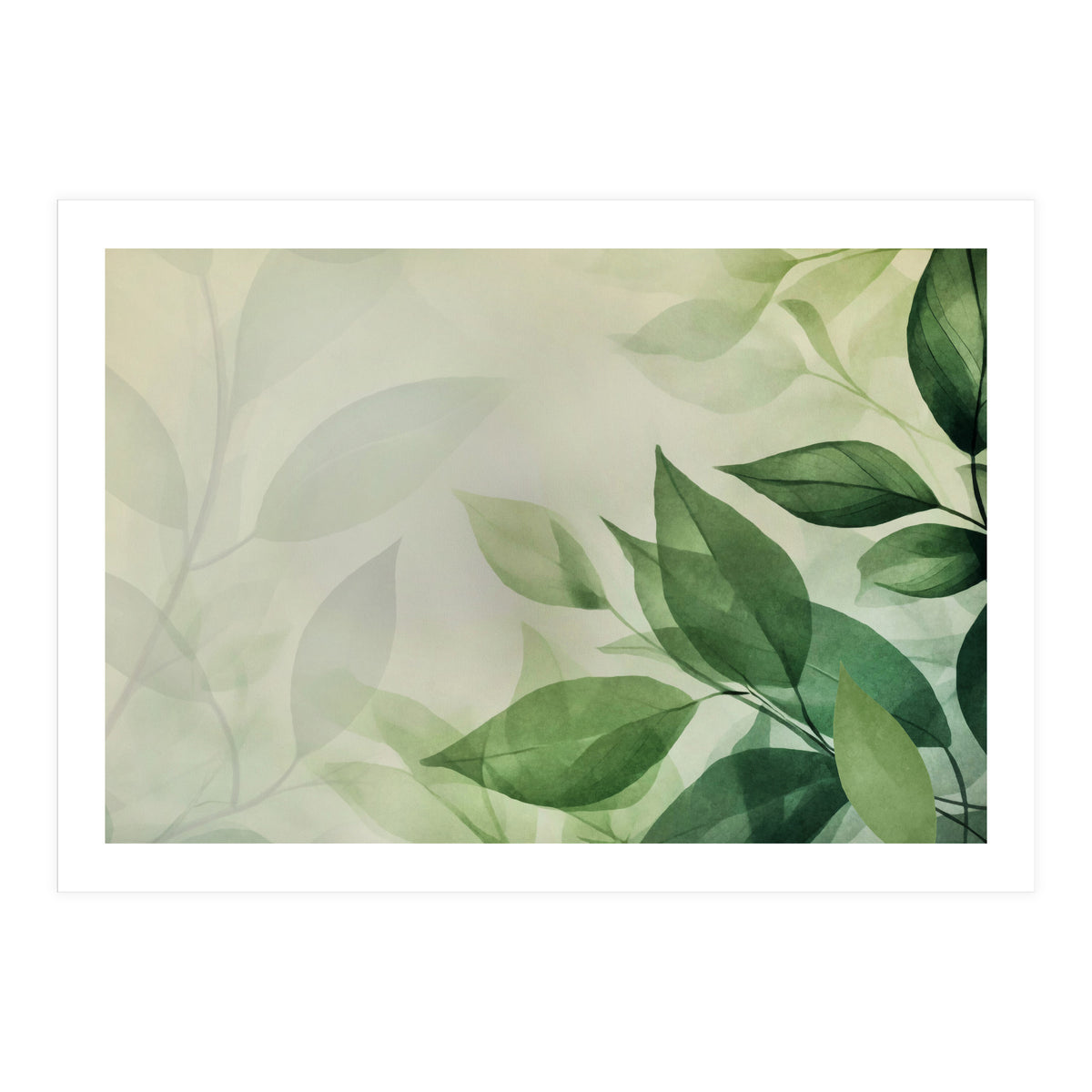 Botanical Serenity Green Leaves (Print Only)