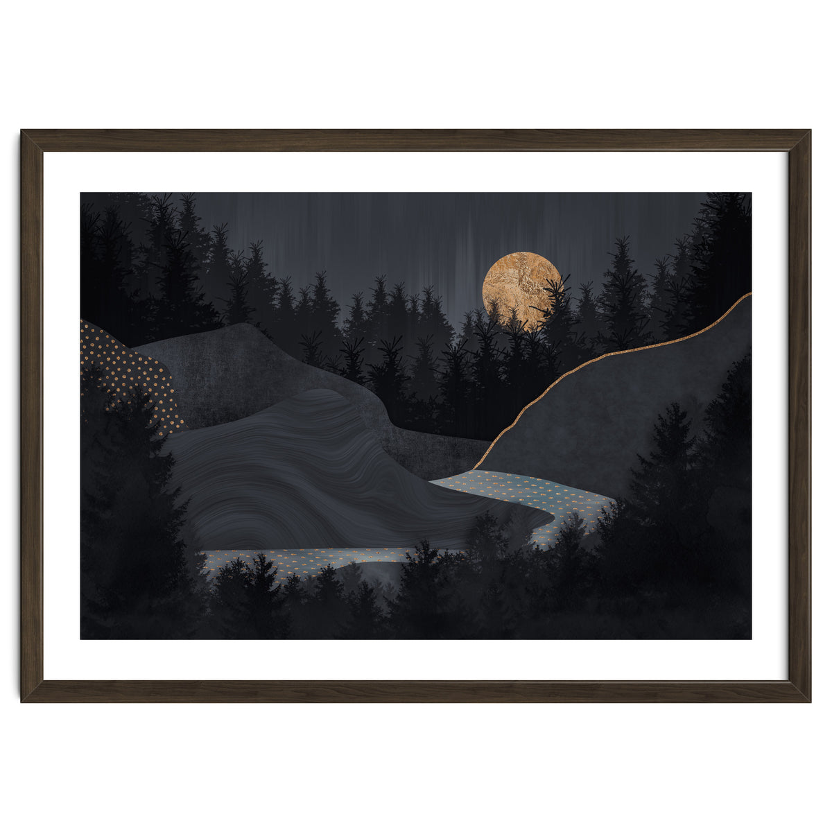 Abstract Landscape Midnight Moon