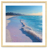 Sparkling Pastel Shoreline with Glittering Turquoise Waves