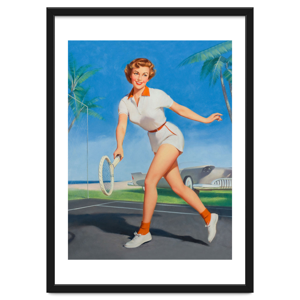 Pinup Girl On The Tennis Course