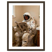 Retro AstronautReading Newspaper, Toilet Humor, Astronaut on Toilet