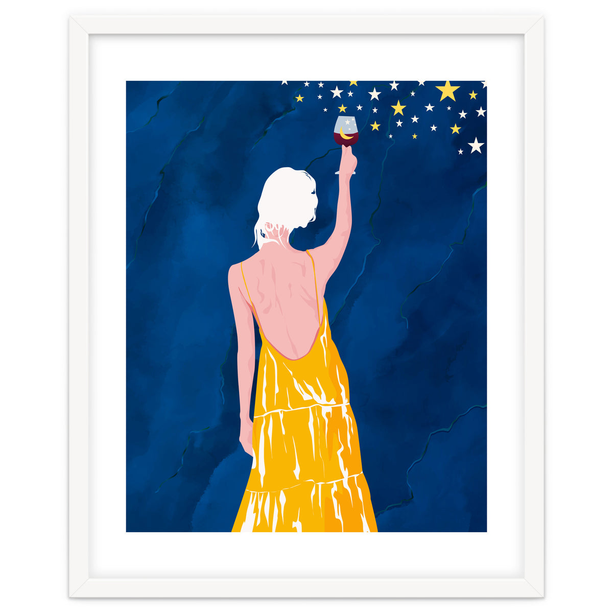 Pour Me Some Magic, Moon Stars Night Sky, Bohemian Woman Positivity Hope Miracle, Wine Holidays New Years Eclectic Gifts