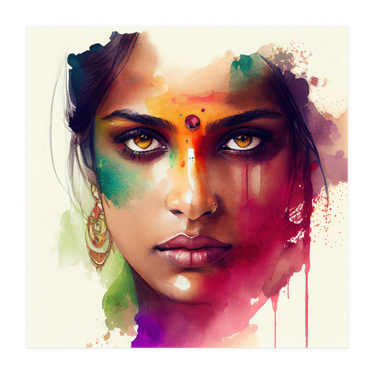 Watercolor Hindu Woman #2 (Print Only)