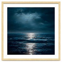 Ethereal Moonlight Over Midnight Ocean Waves