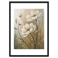 Elegant White Anemone Floral Oil Painting