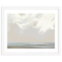 Abstract muted sea and clouds oil painting