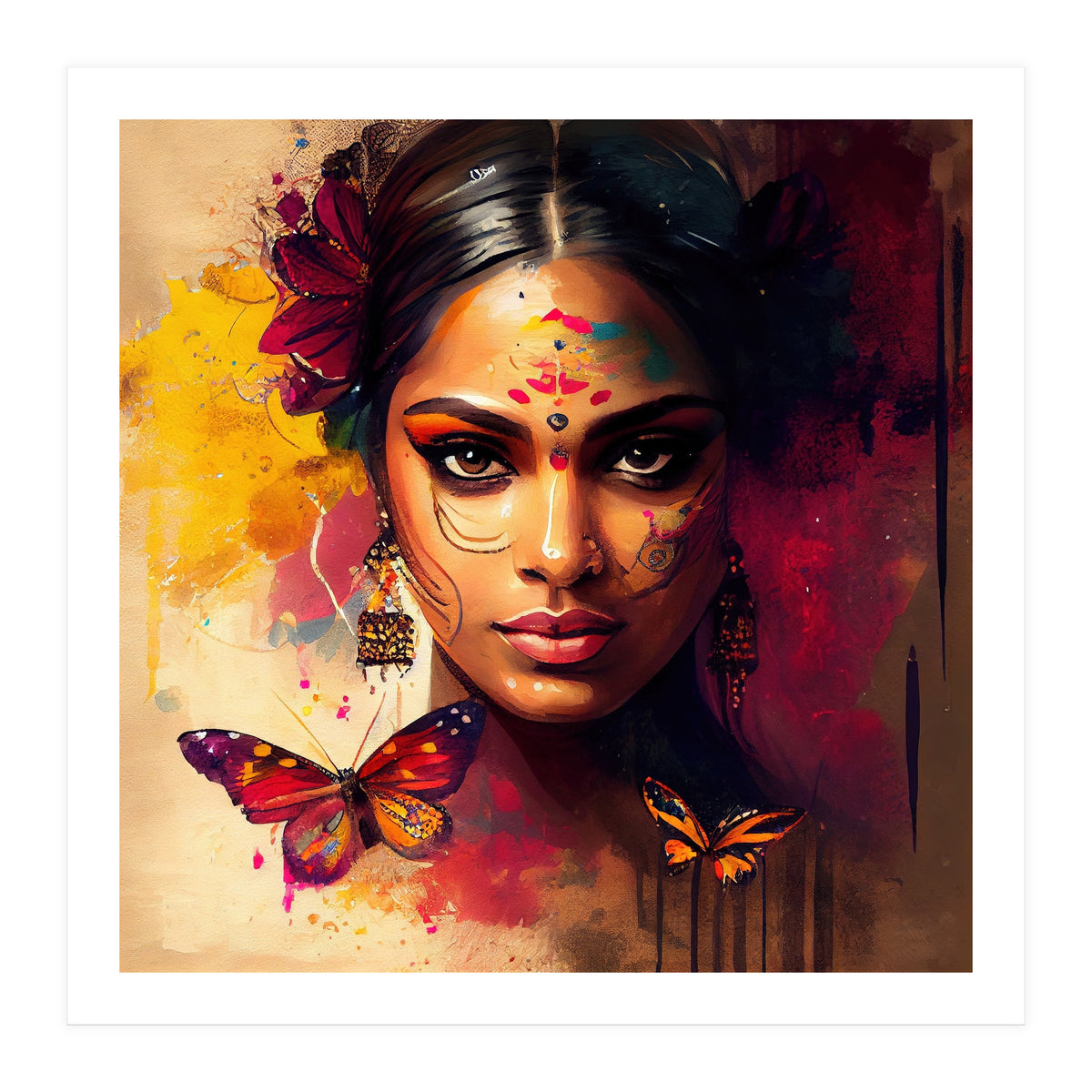 Golden Butterfly Hindu Portrait (Print Only)
