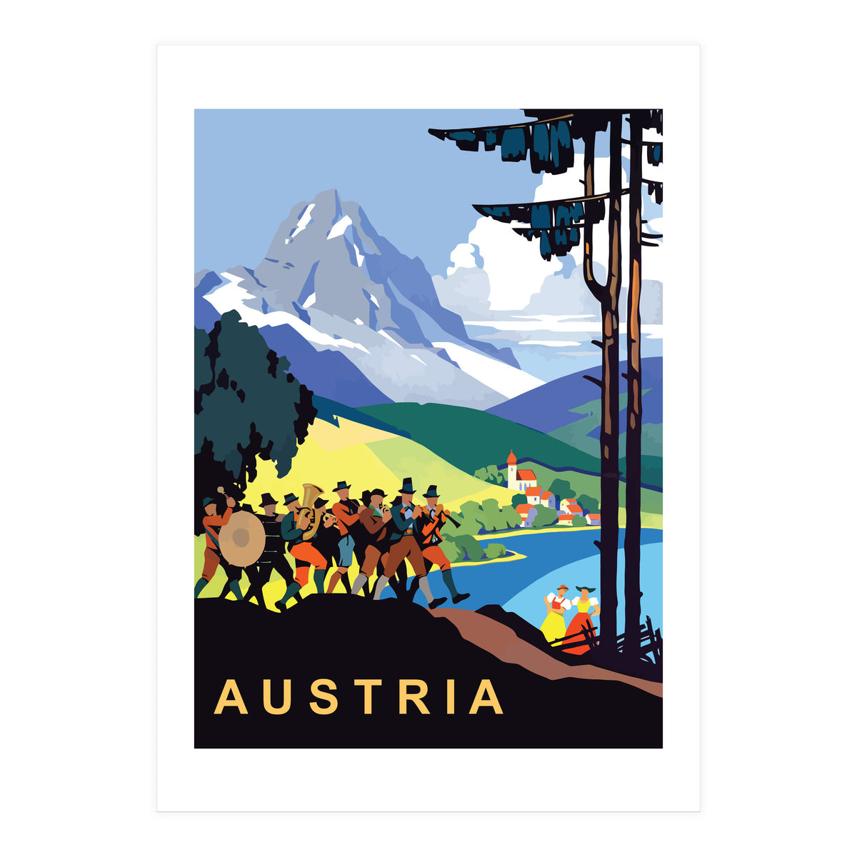 Austria, Music Orchestra on Picnic (Print Only)