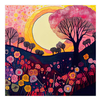 Folk Sunset Over Floral Hills (Print Only)