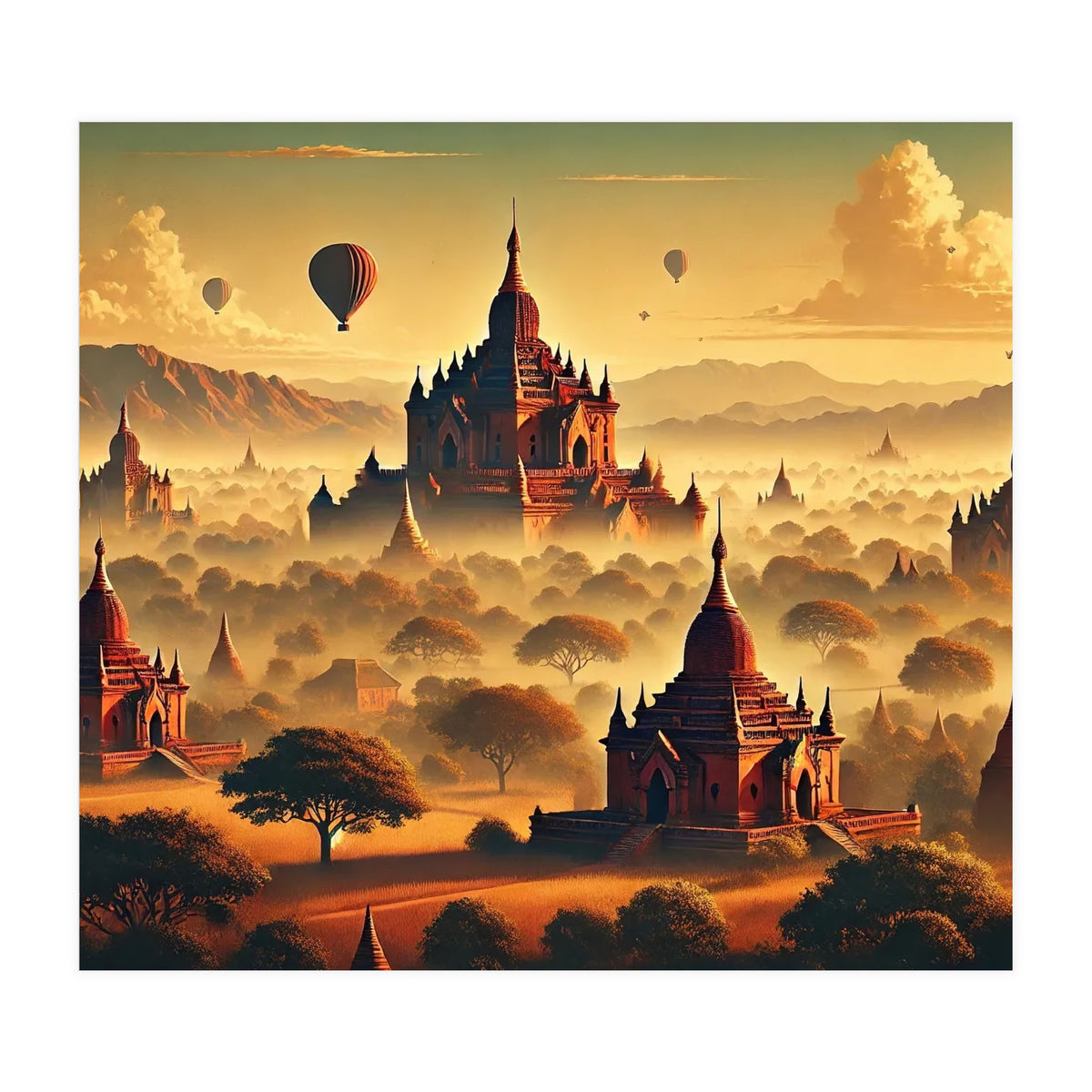 Vintage Bagan Poster, Myanmar (Print Only)