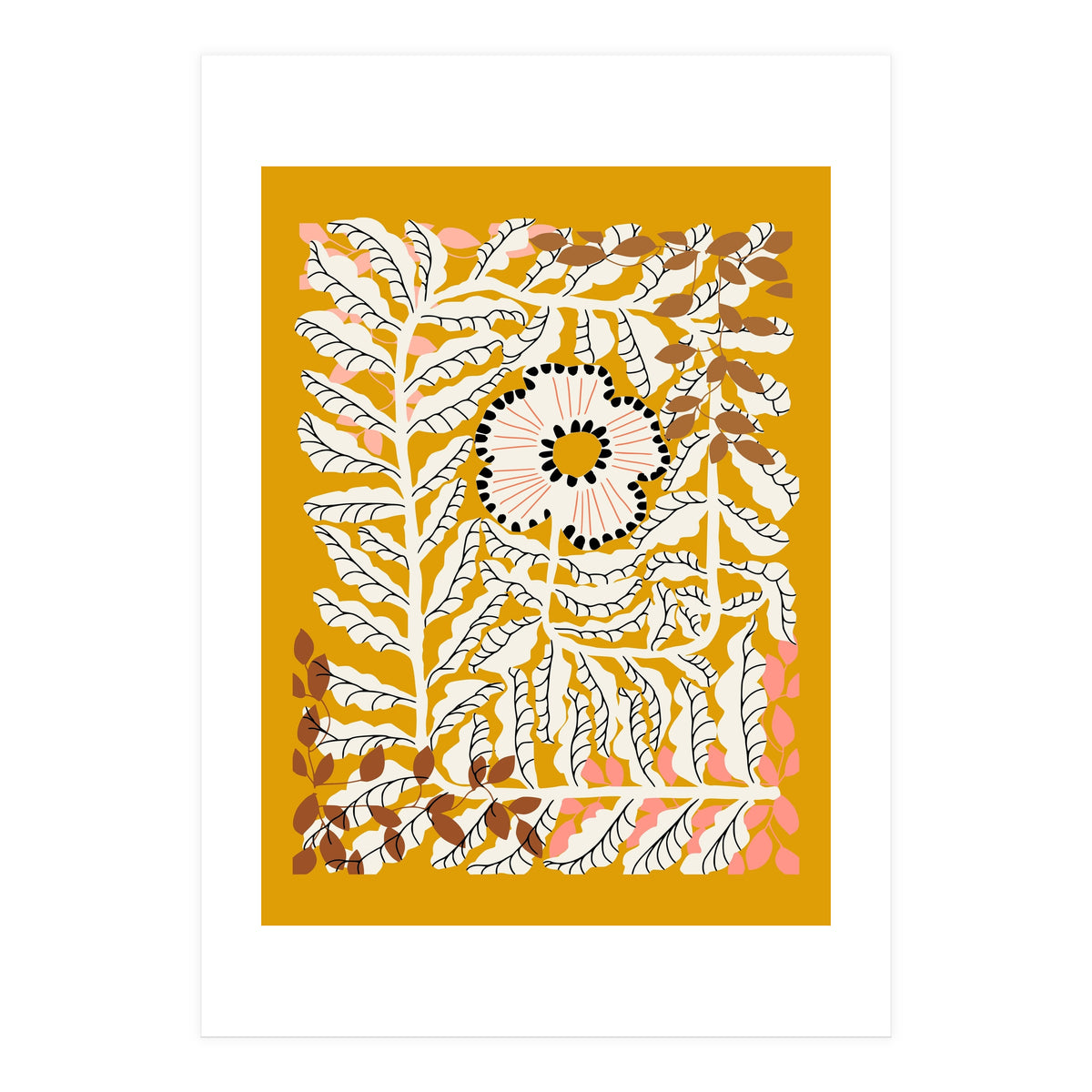 Fern Leaves And Flower Mustard (Print Only)