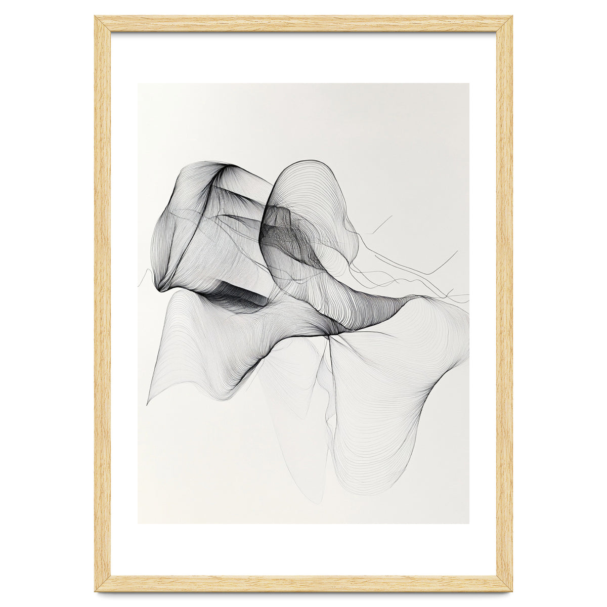 Abstract Black And White Flowing Lines Art