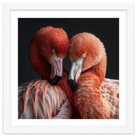 Close Up Of Two Flamingos Nuzzling Together