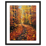 Sun-Drenched Golden Forest Path with Vibrant Autumn Foliage thumbnail
