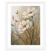 Elegant White Anemone Floral Oil Painting