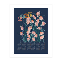 calendar 2025 Linocut flowers blue (Print Only)