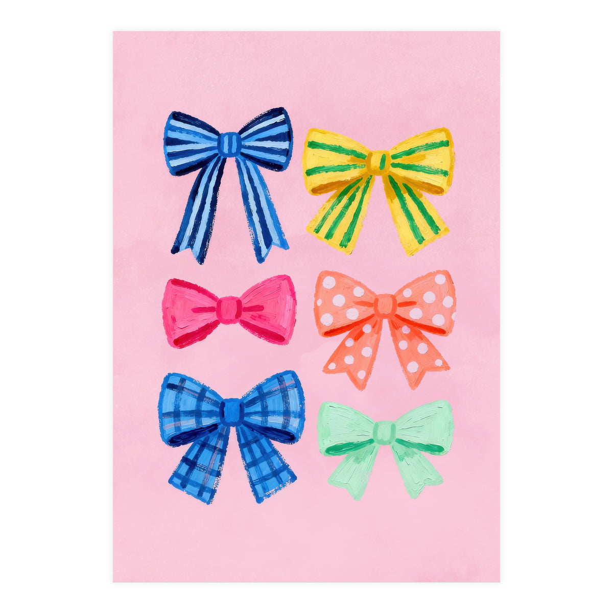 Colorful Ribbon Bows ties Illustration (Print Only)