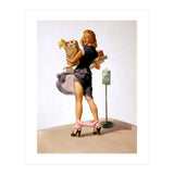 Pinup Sexy Girl Had Funny Accident On A Bus Stop (Print Only) thumbnail