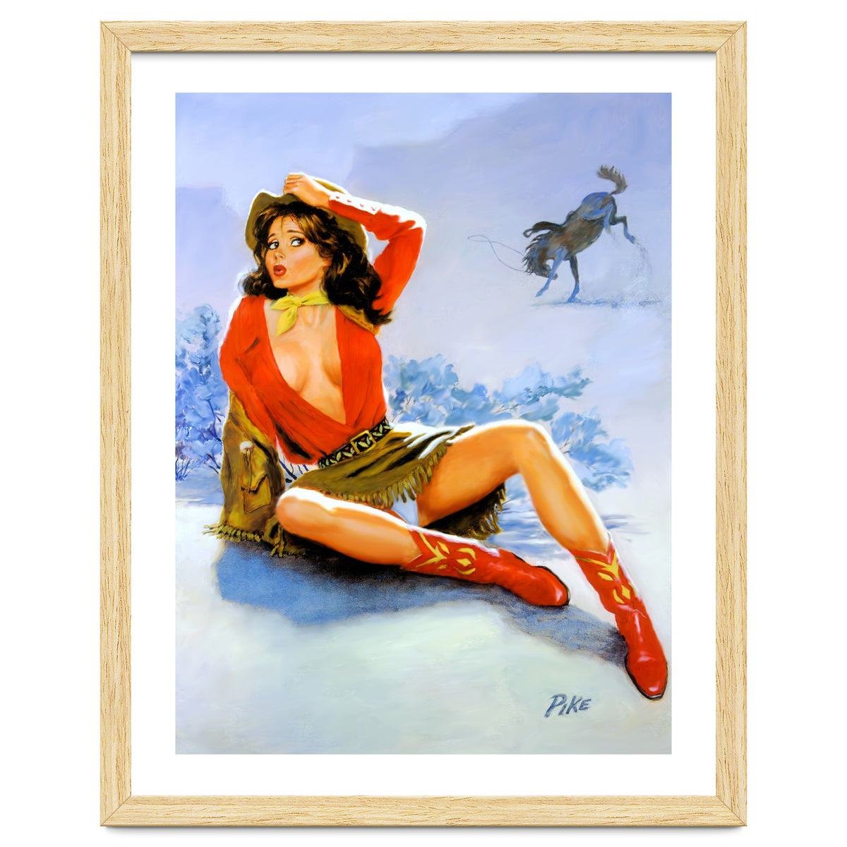 Pinup Girl Fell From A Wild Horse