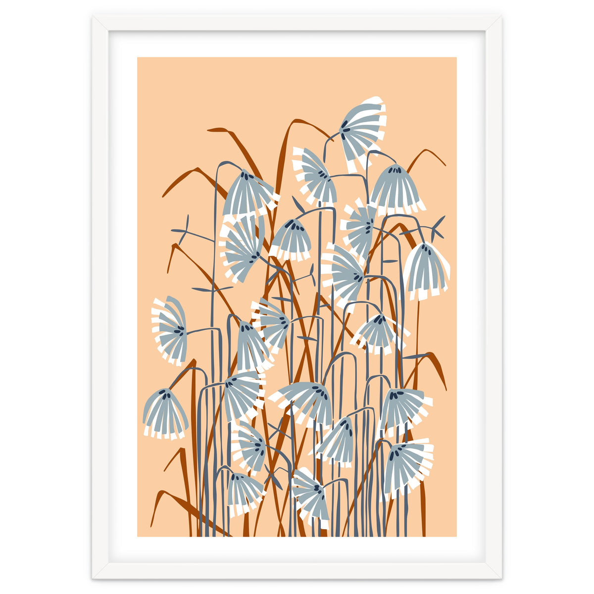 Linocut Flower Meadow Peach Fuzz